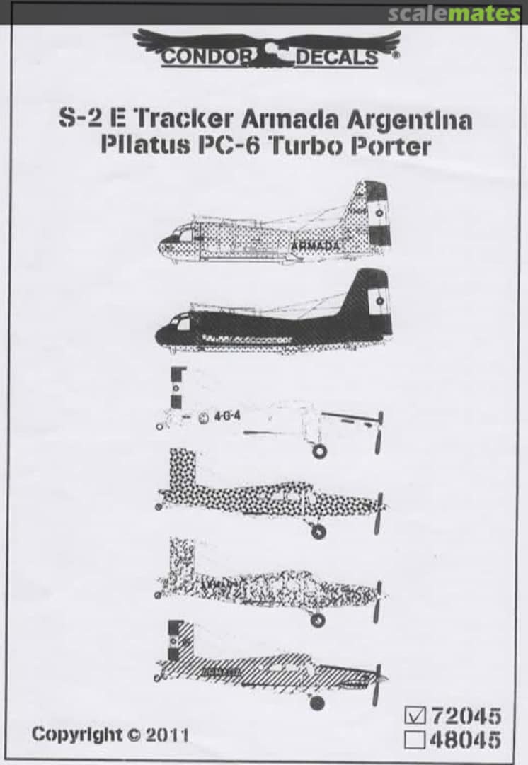 Boxart S-2E Tracker / Pilatus PC-6 Turbo Porter 72045 Condor Decals