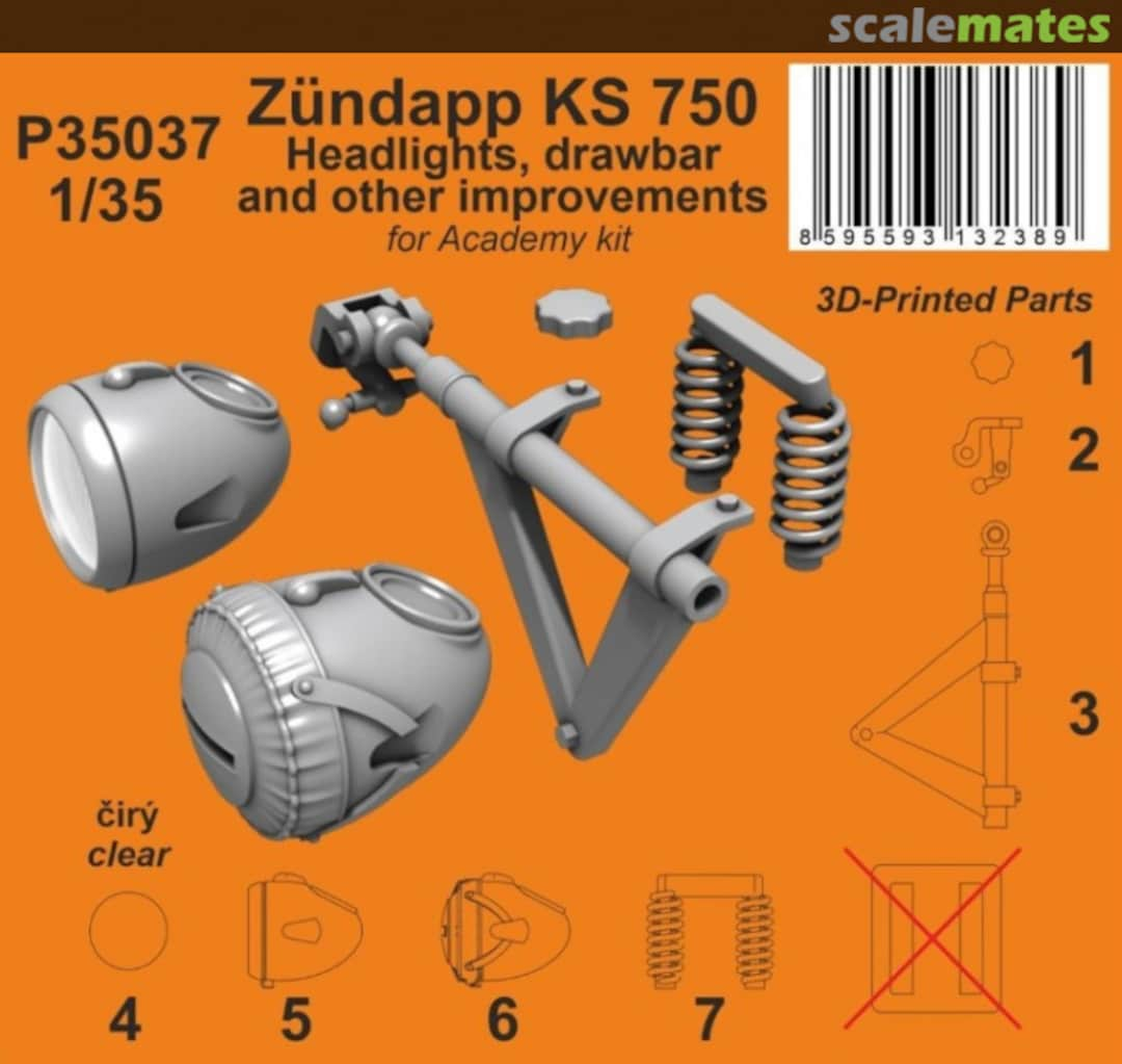 Boxart Zundapp KS 750 Headlights, Drawbar and other improvements  P35037 CMK