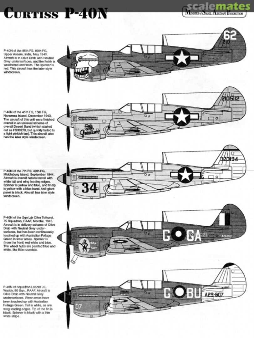 Contents Curtiss P-40N 4849 Ministry of Small Aircraft Production