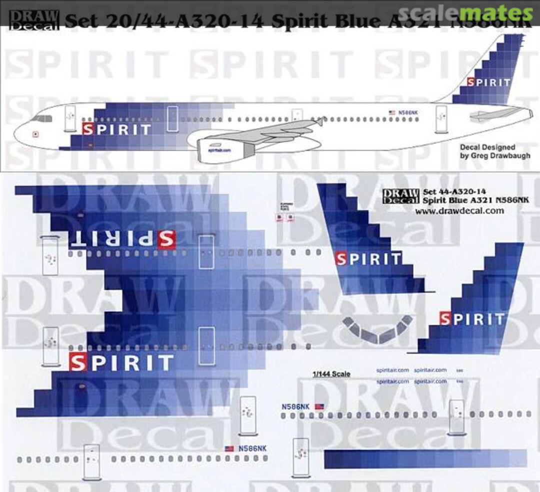 Boxart Airbus A321-231 20-A320-14 Draw Decal