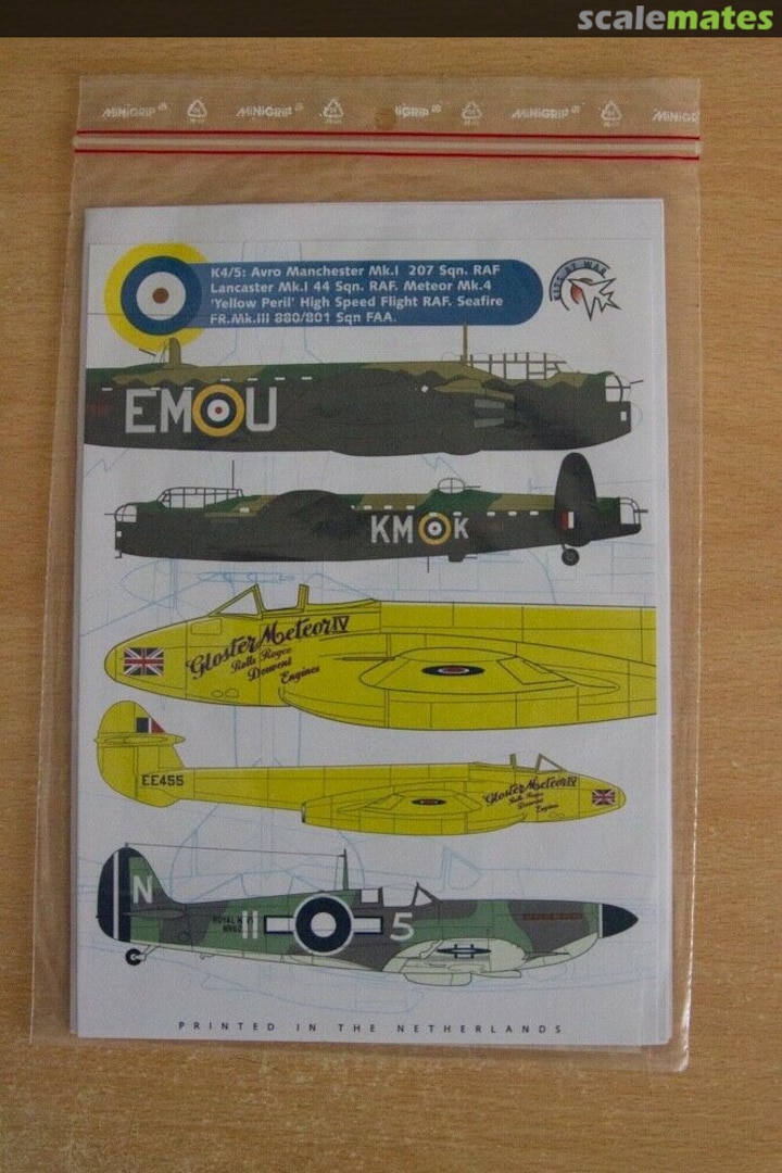 Boxart Manchester, Lancaster, Meteor, Seafire K4/5 Kits at War