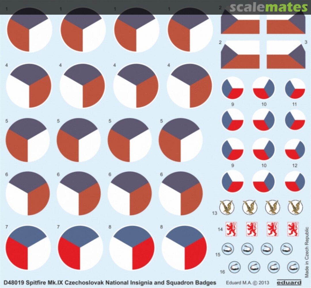 Boxart Spitfire Mk. IX Czechoslovak National Insignia and Squadron Badges D48019 Eduard