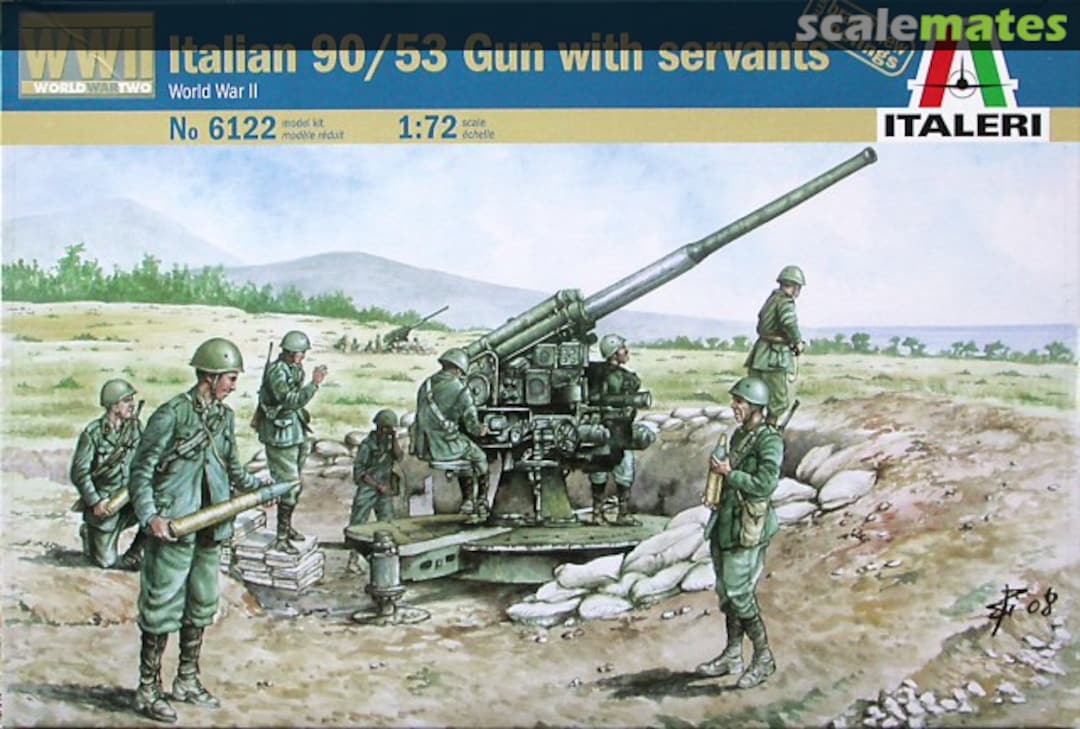 Boxart 90/53 Gun with servants 6122 Italeri