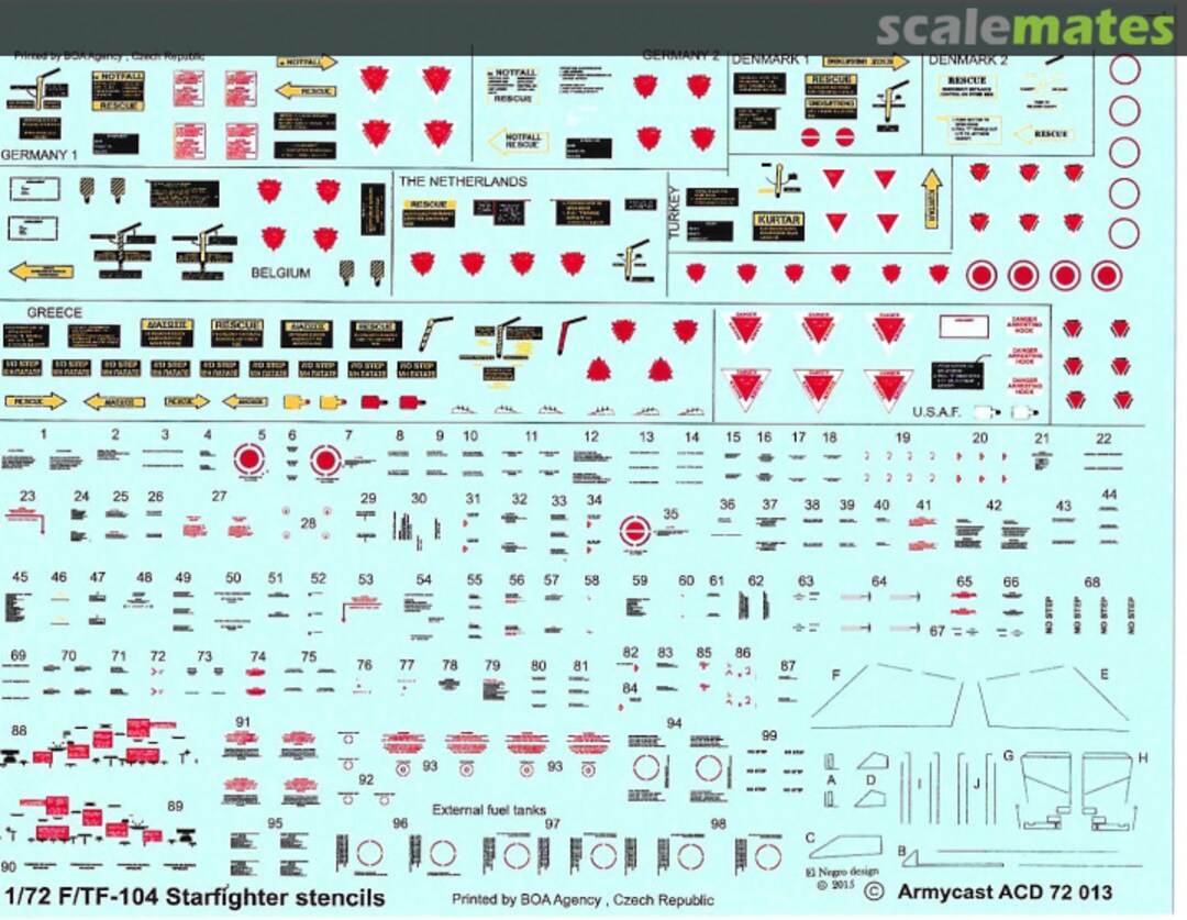 Contents F/TF-104G Starfighter Stencils ACD 72 013 Armycast M&M