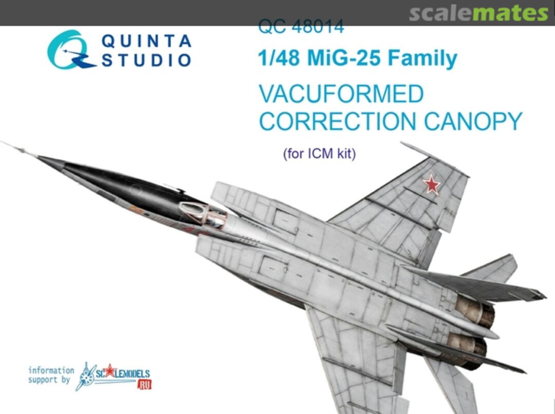 Boxart Mig-25 Family vacuformed correction canopy QC48014 Quinta Studio