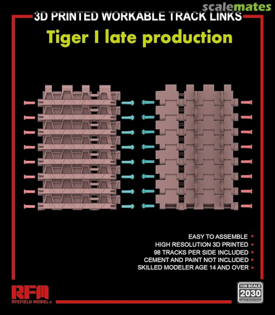 Boxart Movable Track Set For Tiger I Late Model (Made By 3D Printer) RM-2030 Rye Field Model