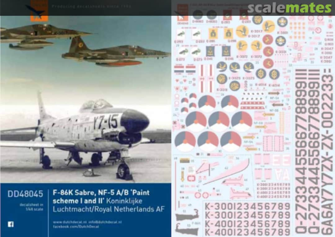 Boxart F-86K Sabre 'Kaasjager', NF-5A/B (Paint scheme I and II) 48045 Dutch Decal