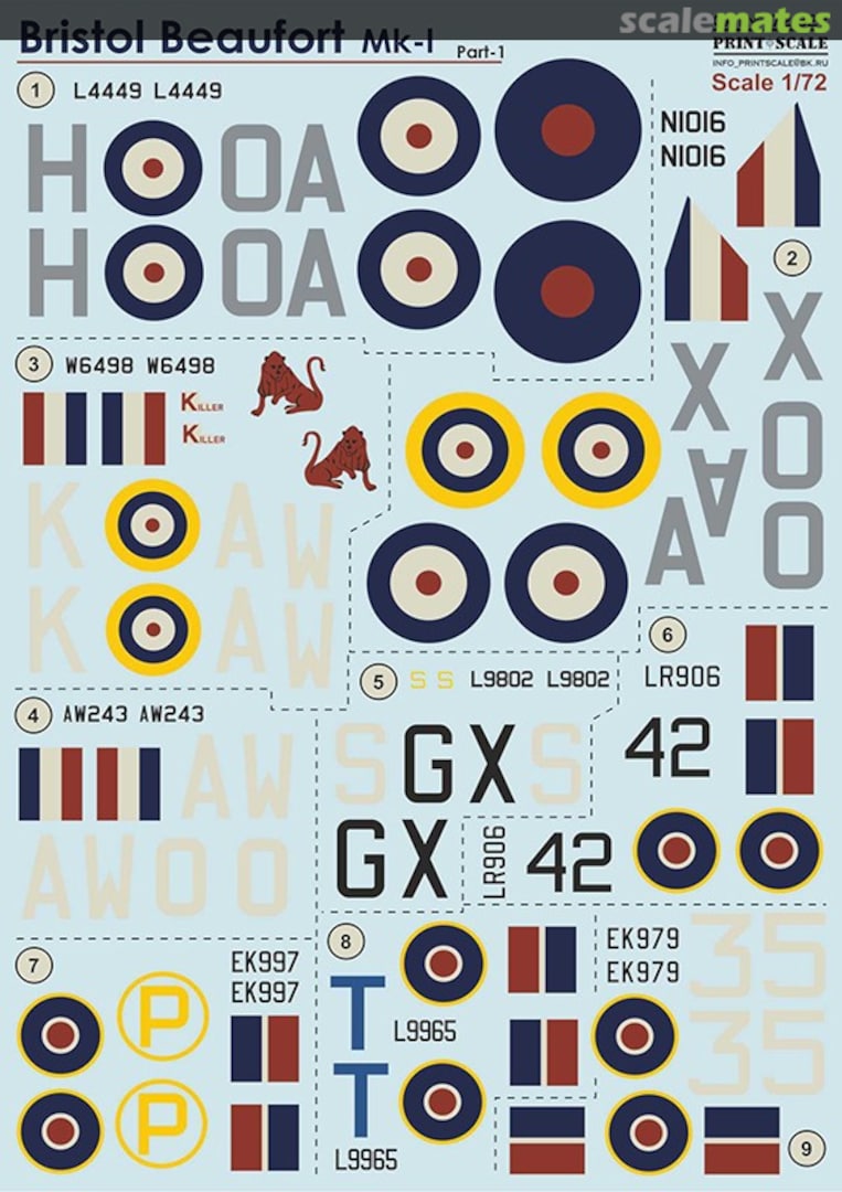 Boxart Bristol Beaufort Mk-I 72-327 Print Scale