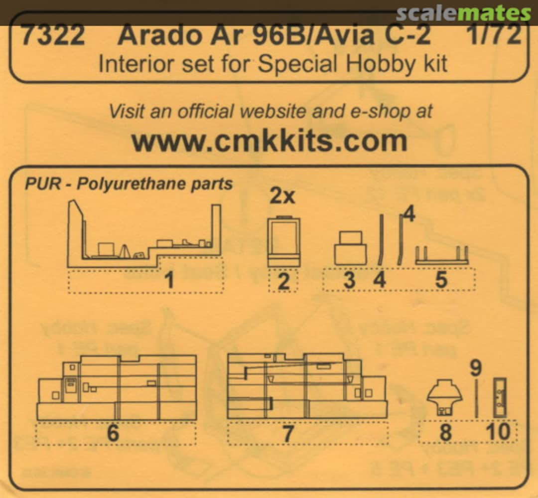 Boxart Arado Ar 96B/Avia C-2 Interior set 7322 CMK