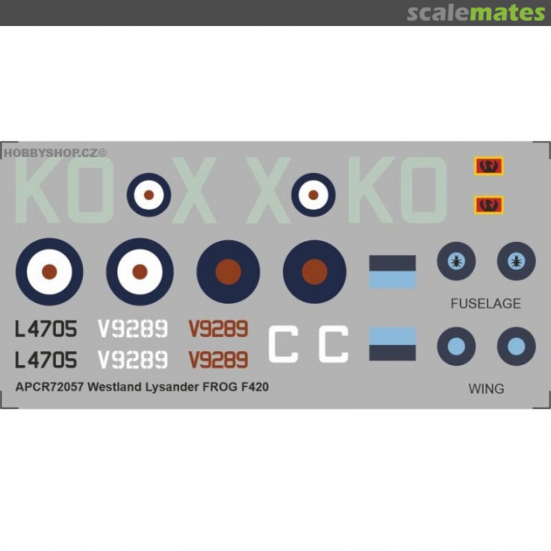 Boxart Westland Lysander FROG F420 APCR72057 APC Decals