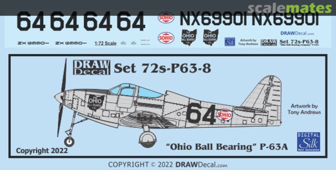 Boxart “Ohio Ball Bearing” P-63A 72-P63-08 Draw Decal