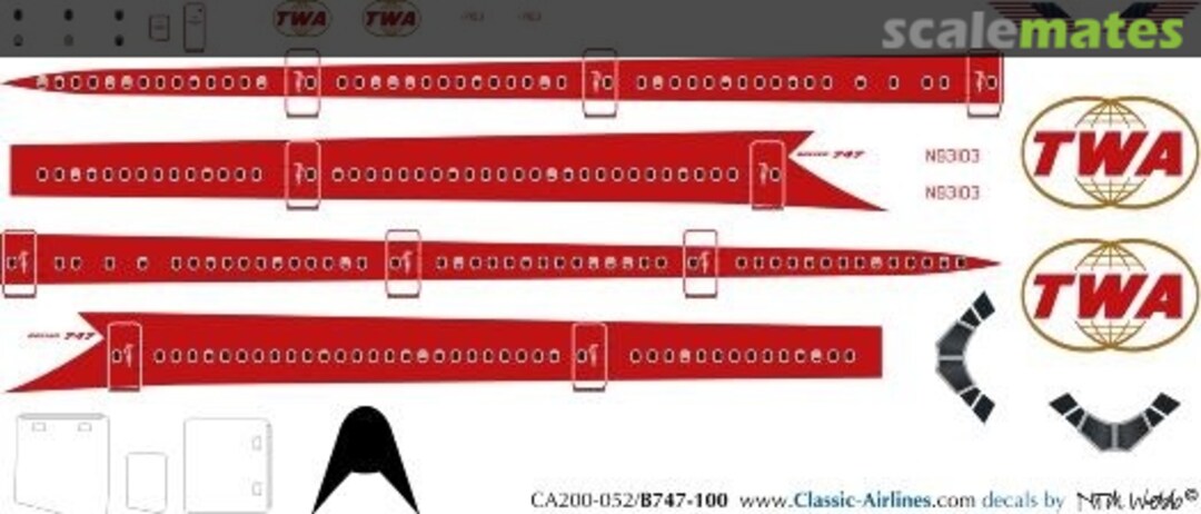 Boxart TWA twin globes 747 CA200-052 Classic Airlines