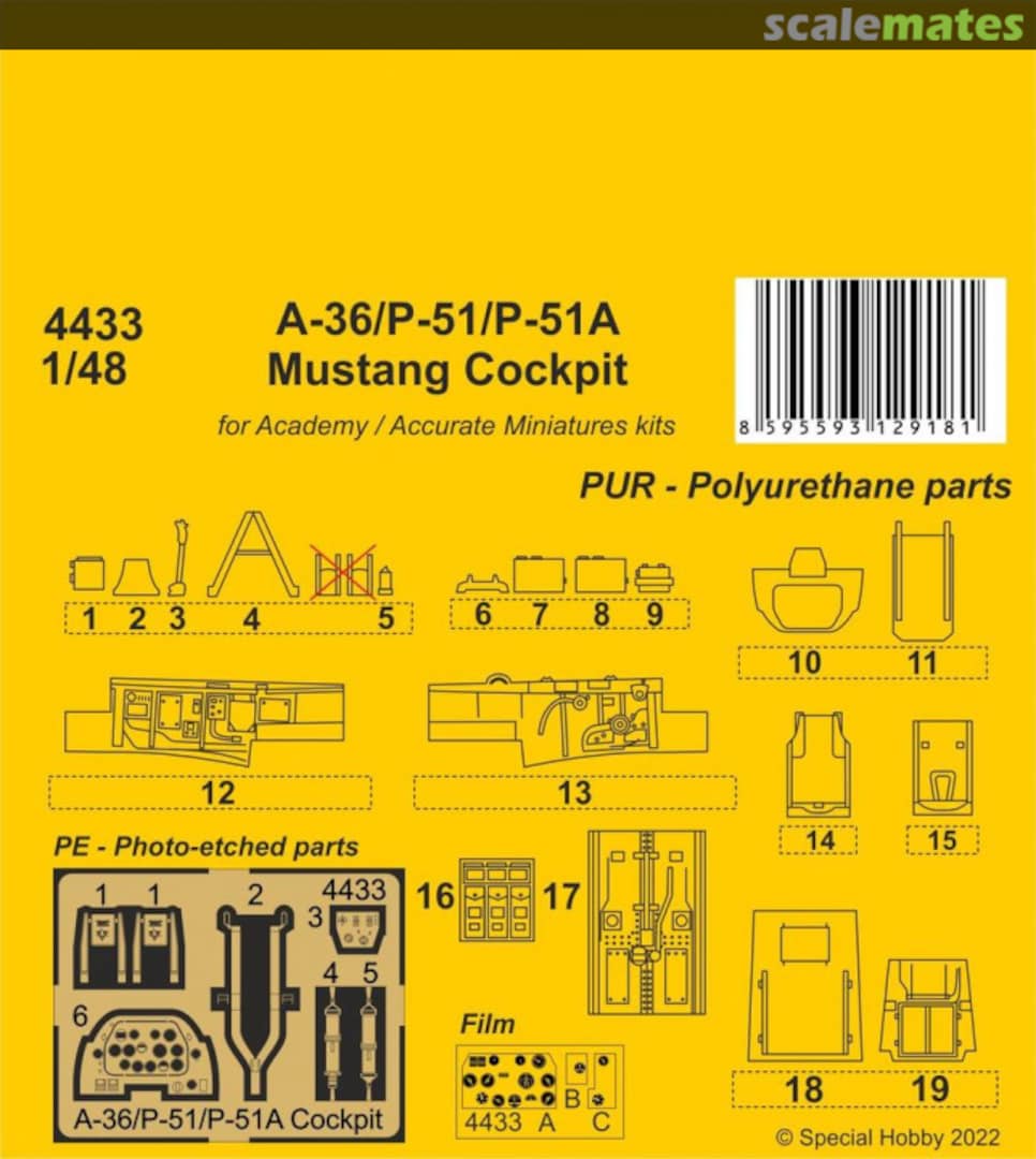 Boxart A-36/P-51/P-51A Mustang Cockpit 4433 CMK