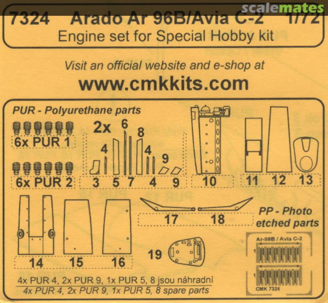 Boxart Arado Ar 96B/Avia C-2 Engine set 7324 CMK