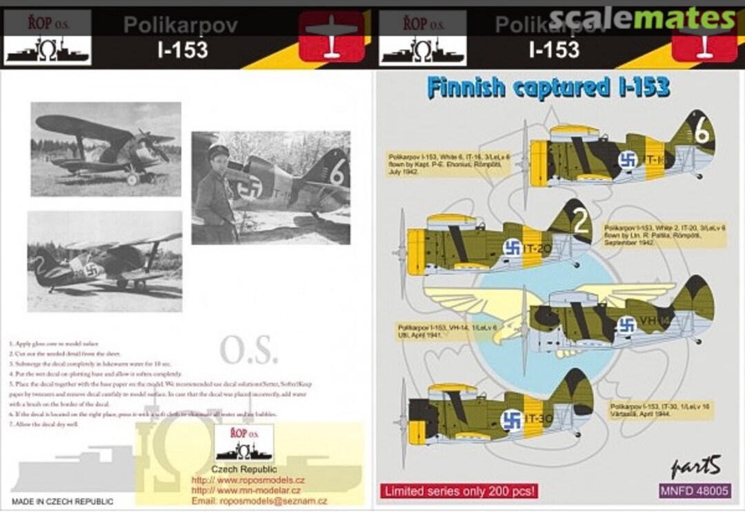 Boxart POLIKARPOV I-153 - FINNISH CAPTURED I-153 Part 2 MNFD48005 ROP o.s. Samek Models