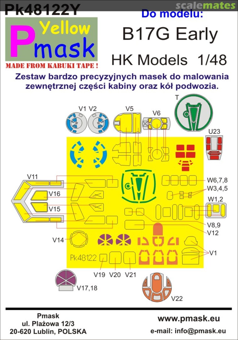 Boxart Maski do kabin Boeing B-17G Early (HK Models) PK48122Y Pmask