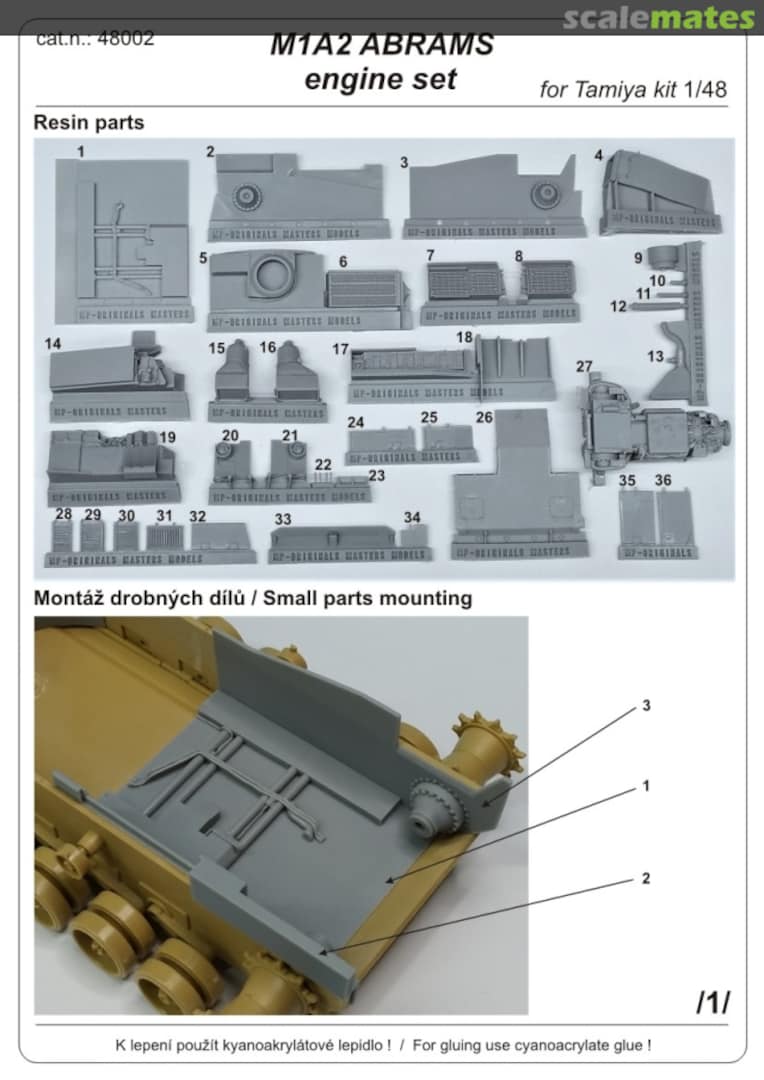 Boxart M1A2 Abrams engine set 48002 MP Originals Masters Models