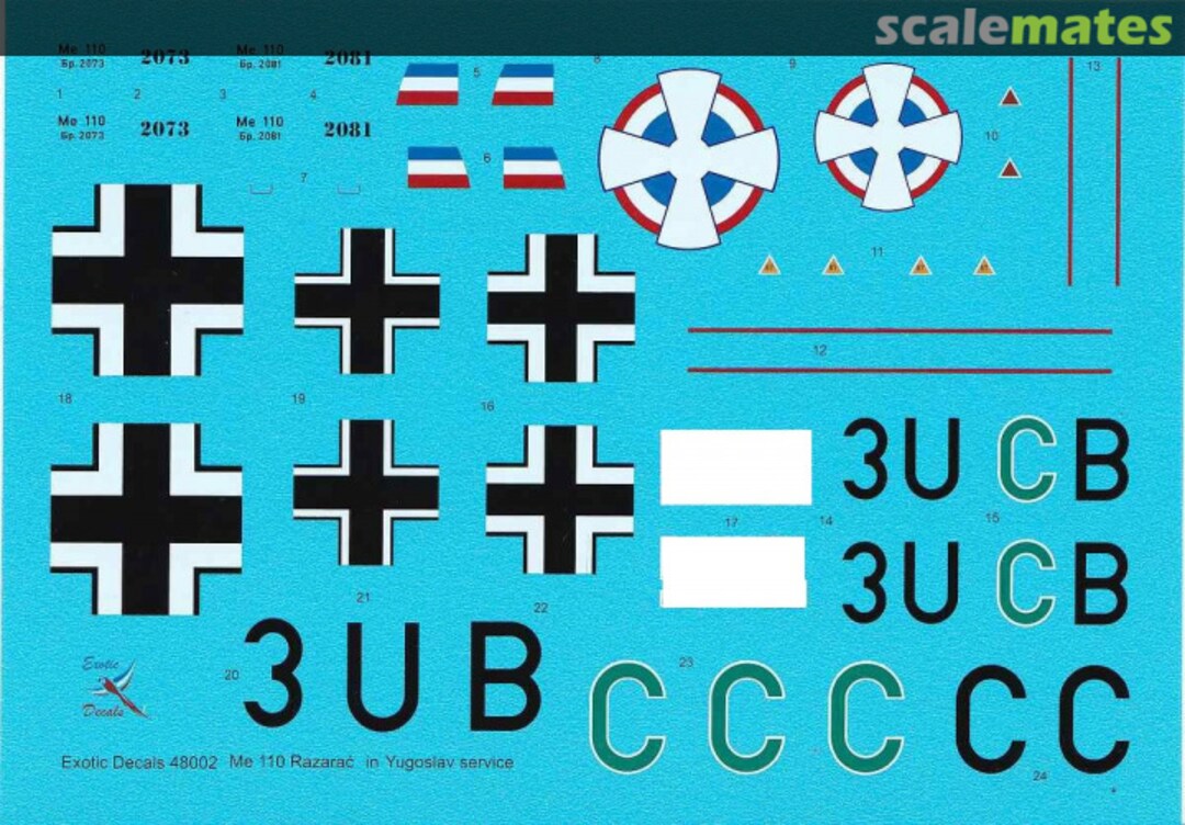 Boxart Me110 Razarc Yugoslav Air Force Me110 ED48002 Exotic Decals