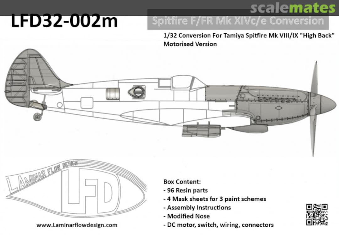 Boxart Spitfire F/FR XIVc/e Conversion "High back" Motorised Version LFD32002m Laminar Flow Design