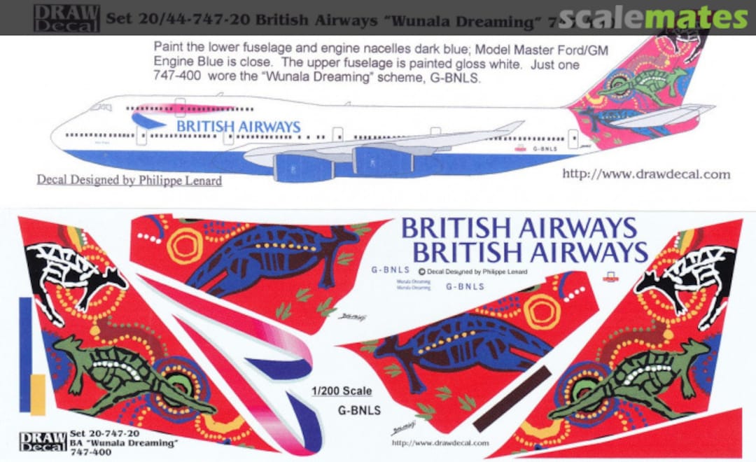 Boxart British Airways “Wunala Dreaming” 747-400 20-747-20 Draw Decal