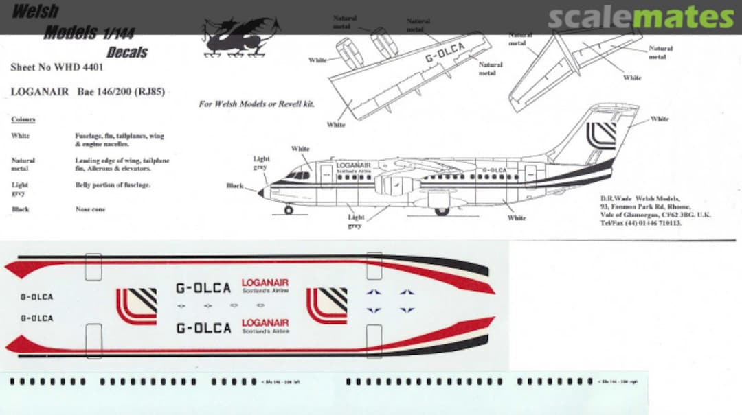 Boxart Loganair BAe 146-200 WHD4401 Welsh Models