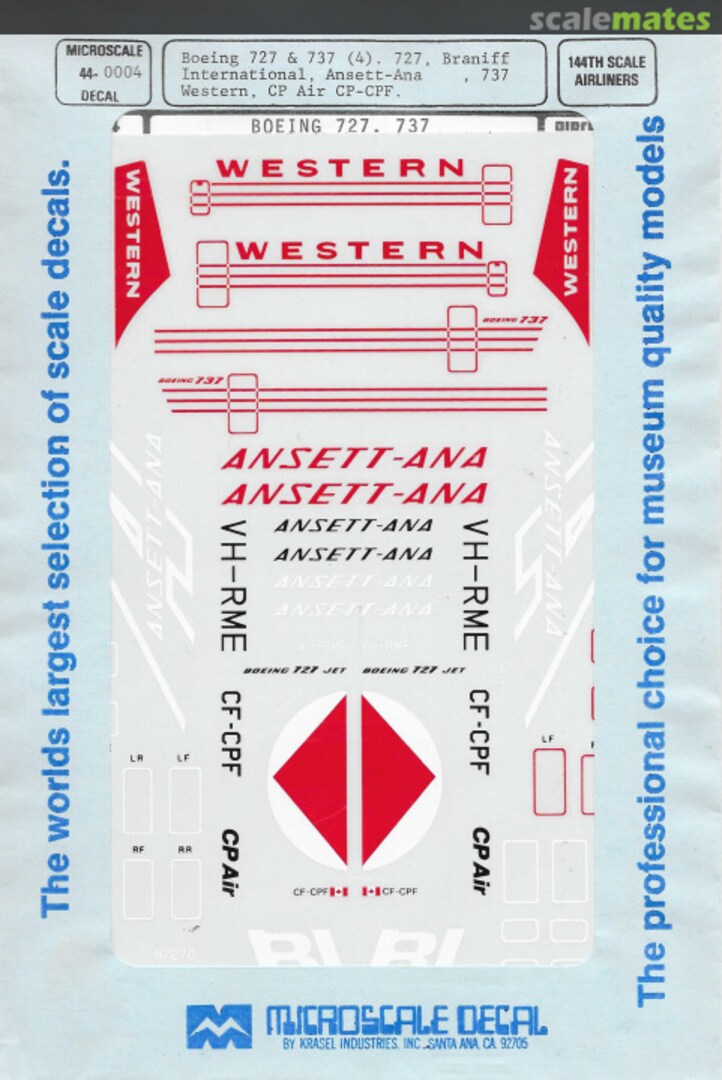 Boxart Boeing 727 & 737 (4) 44-4 Microscale
