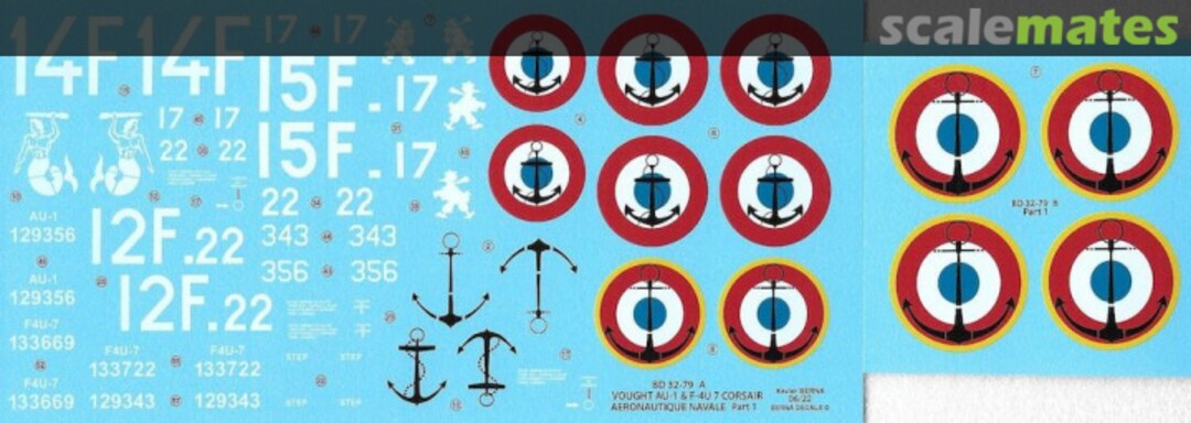 Boxart Vought AU-1 & F4U-7 Corsair Aéronavale BD 32-79 Berna Decals