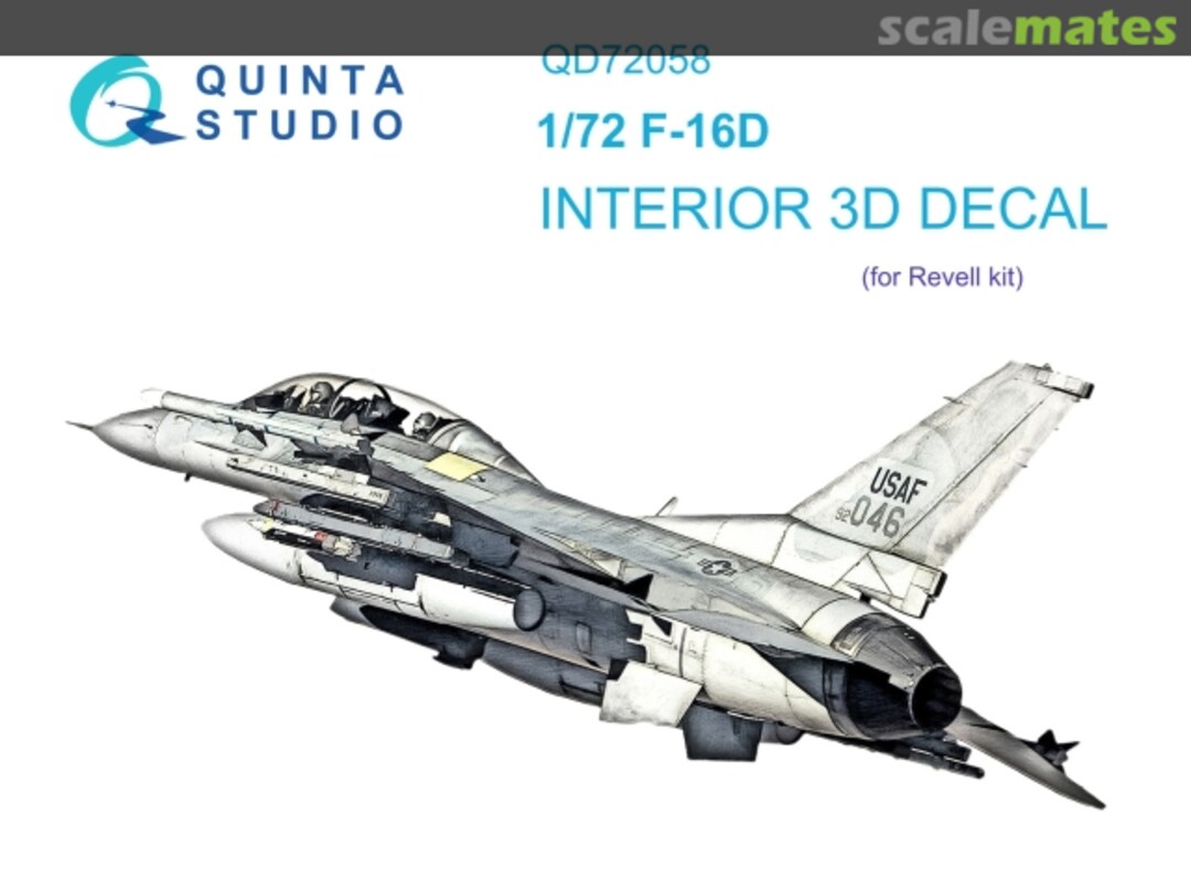 Boxart F-16D interior 3D decals QD72058 Quinta Studio