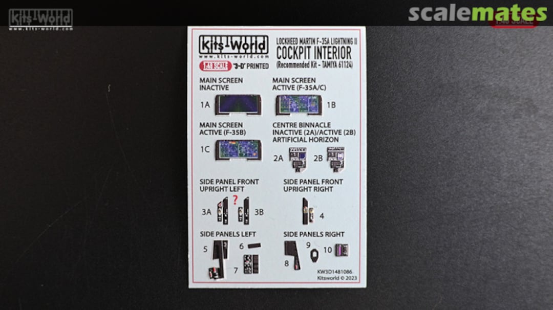 Boxart Lockheed Martin F-35A/B/C Full Colour Interior KW3D1481086 Kits-World