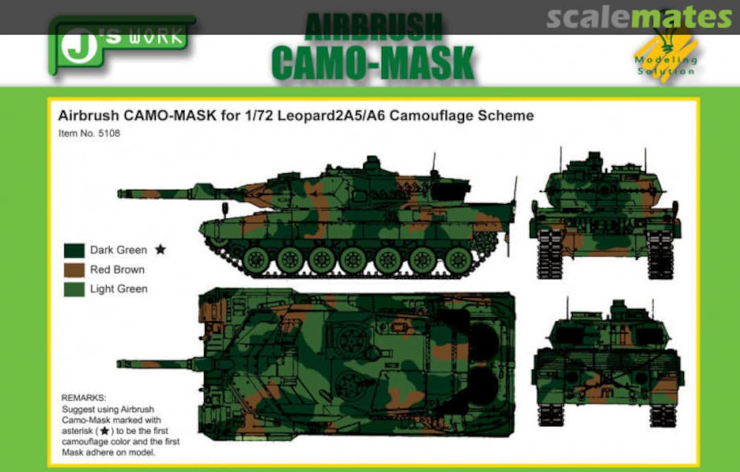 Boxart CAMO-MASK 1/72 Leopard2A5/A6 Camo Scheme PPA5108 J's Work