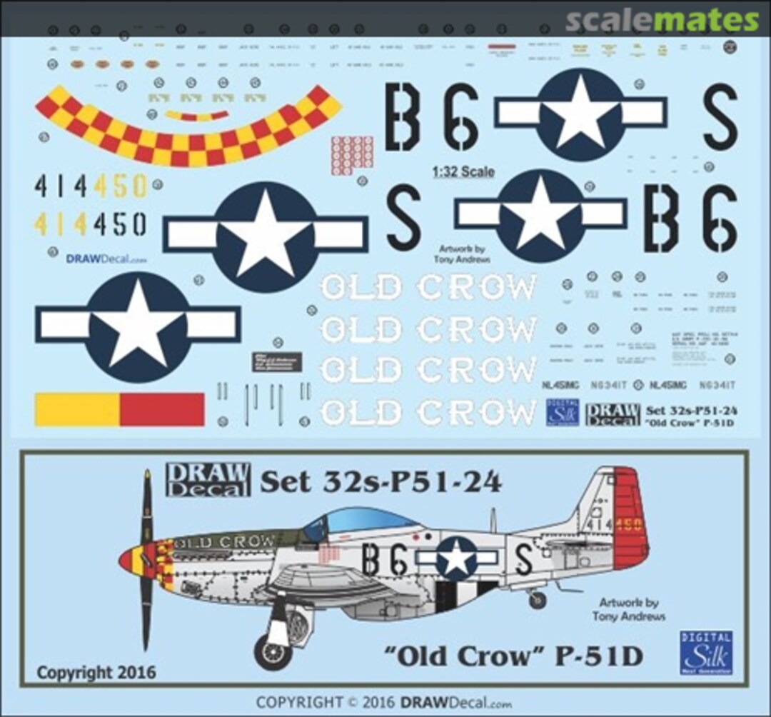 Boxart P-51D "Old Crow" 32-P51-24 Draw Decal