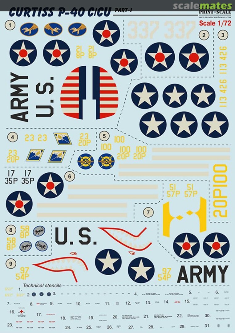 Boxart Curtiss P-40 C/CU 72-322 Print Scale