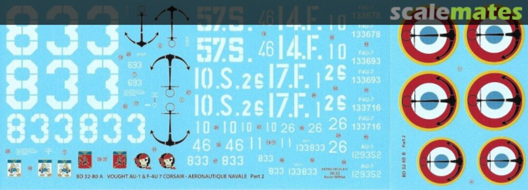 Boxart Vought AU-1 & F4U-7 Corsair Aéronavale BD 32-80 Berna Decals