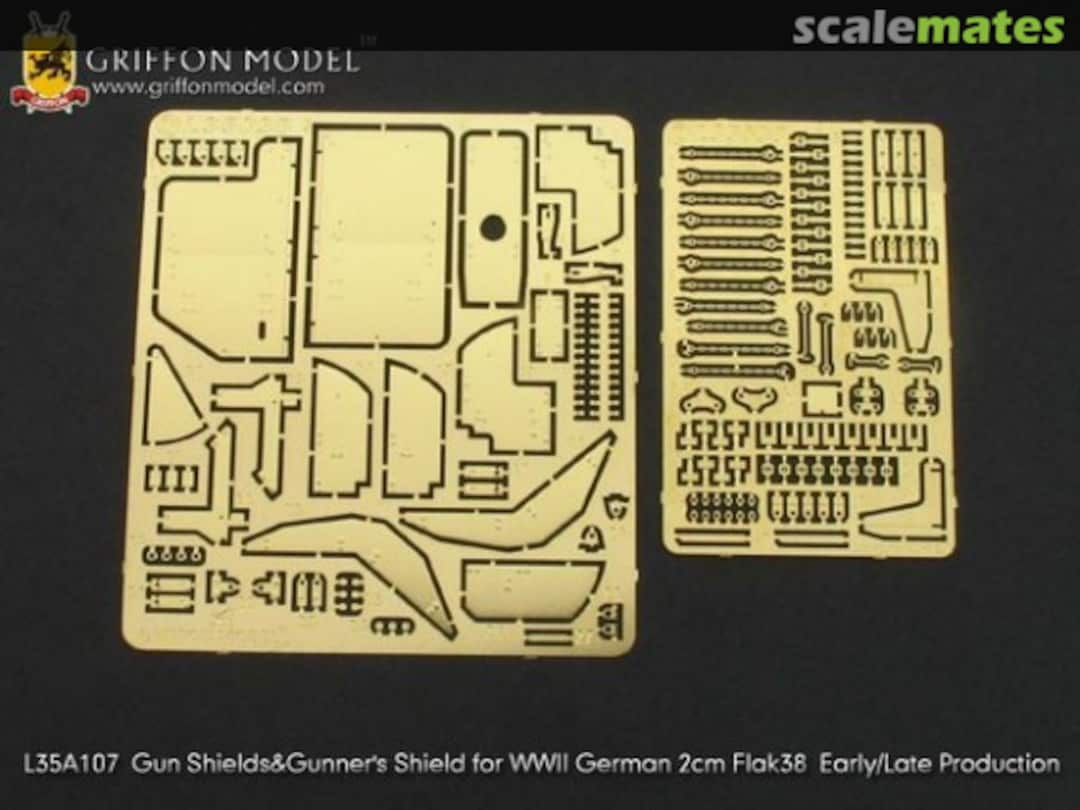 Boxart Gun Shields & Gunner's Shield -2cm FlaK 38 early/ late production L35A107 Griffon Model