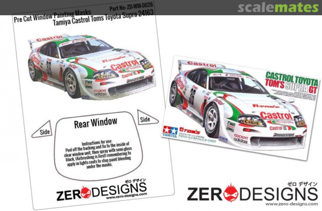 Boxart Castrol Toyota Tom's Supra GT Window Painting Masks ZD-WM-0026 Zerodesigns