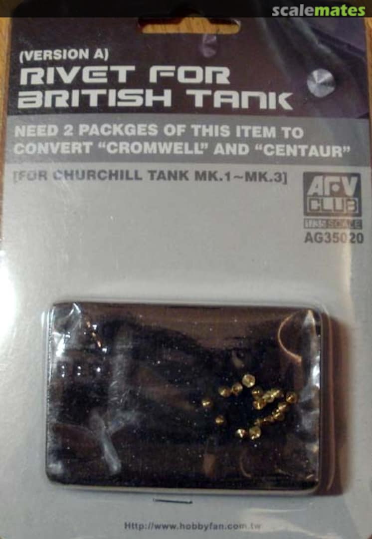 Boxart Rivet for British Tank (Version A) AG35020 AFV Club