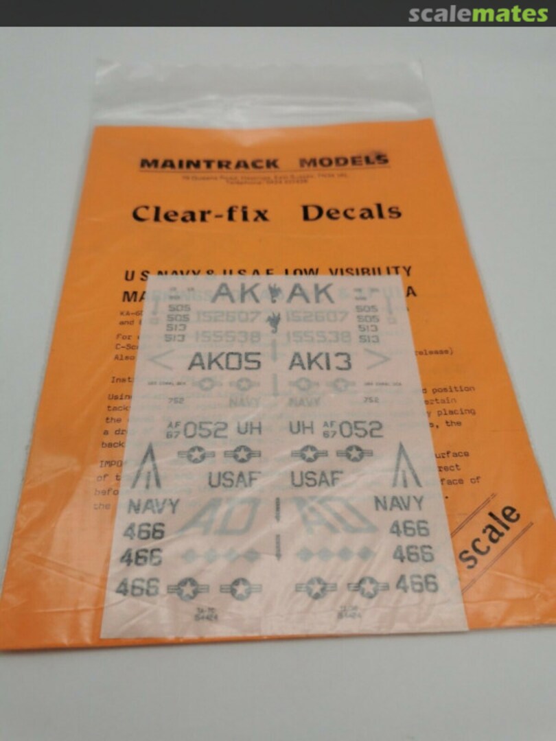 Boxart Clear-fix Decals: US Navy & USAF Low Visibility Markings D723 Maintrack Models