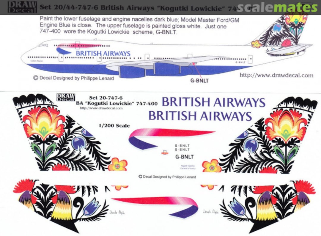 Boxart British Airways “Kogutki Lowickie” 747-400 20-747-6 Draw Decal