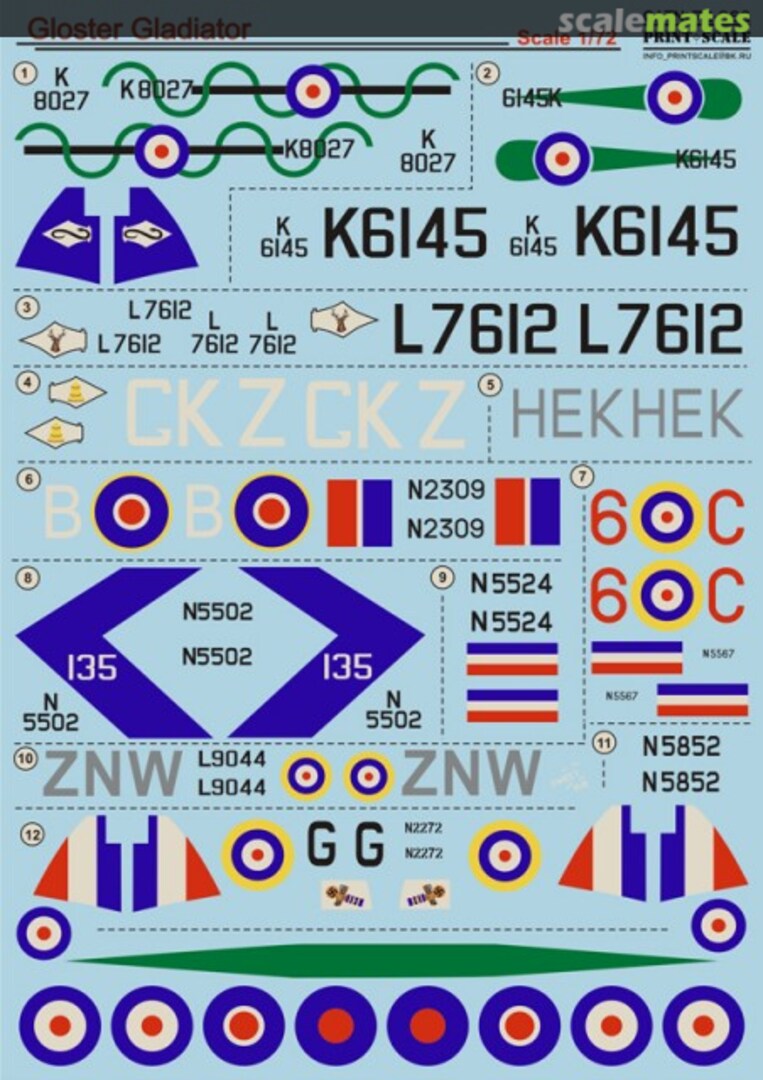 Boxart Gloster Gladiator 72-062 Print Scale