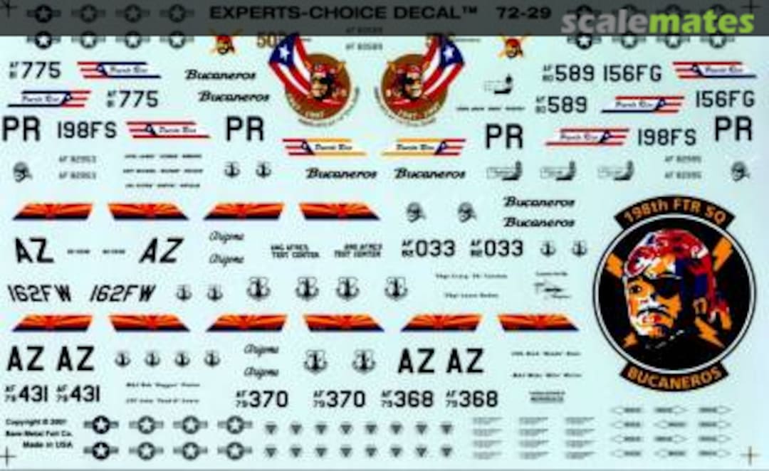 Boxart F-16A/B PUERTO RICO ANG 198th 50TH ANNIV. 72-29 Experts-Choice Decal