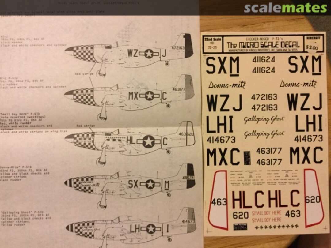 Boxart Checker-nosed P-51Ds 32-25 Microscale