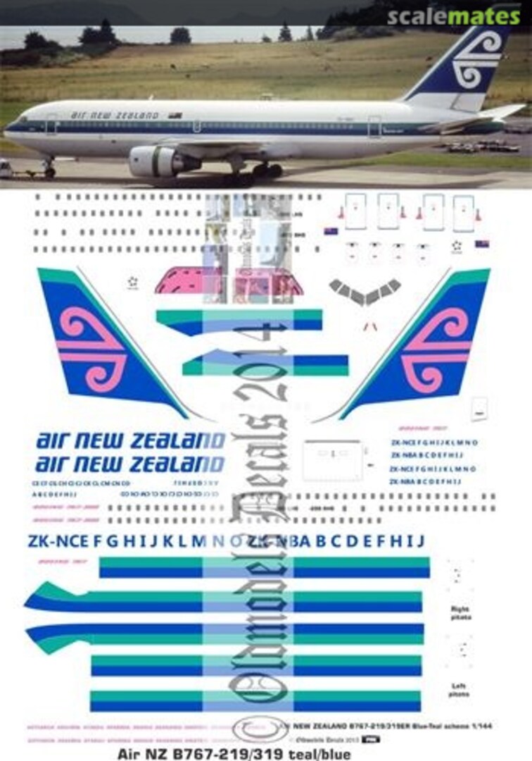 Boxart Air NZ B767s Blue-Teal scheme OMD0905 Oldmodels Decals