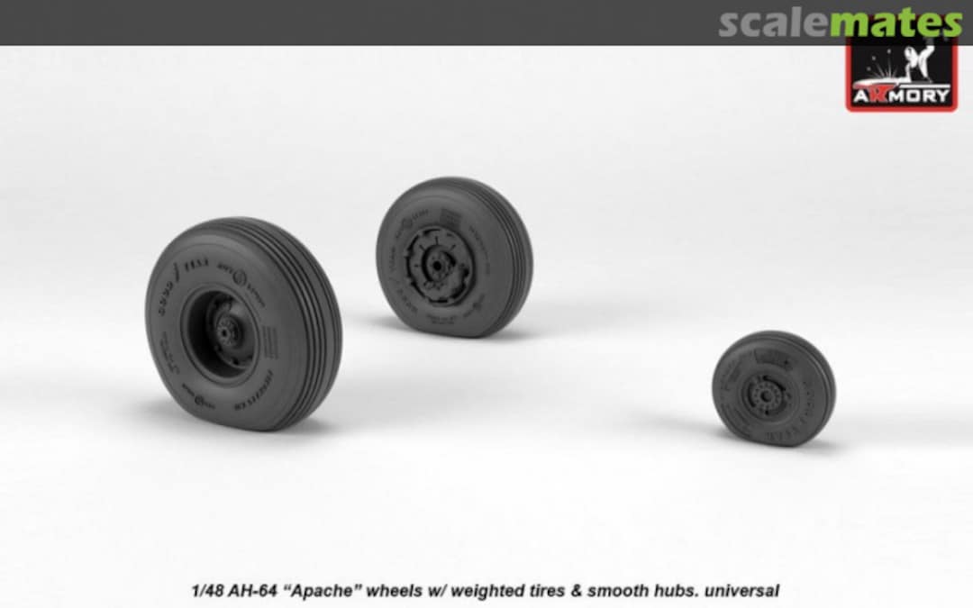 Boxart AH-64 Apache wheels w/ weighted tires, smooth hubs AW48330 Armory