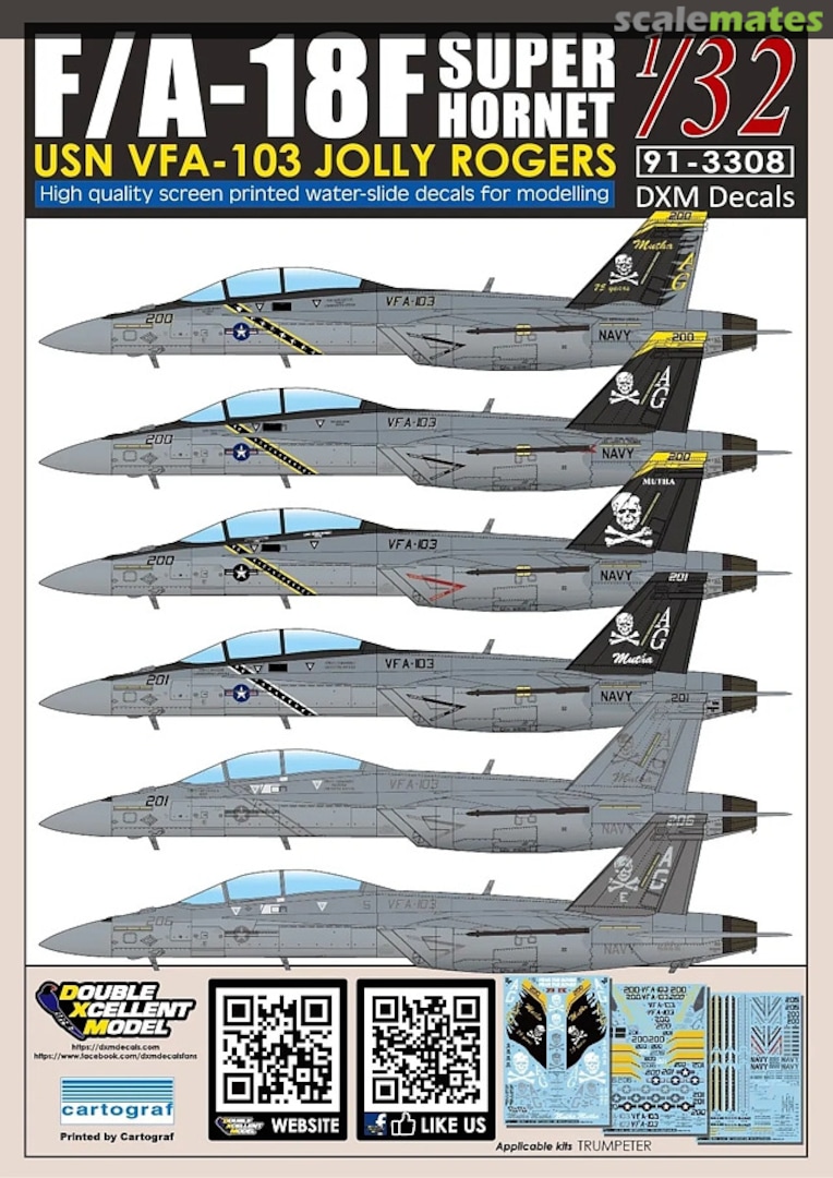 Boxart F/A-18F Super Hornet 91-3308 DXM Decals