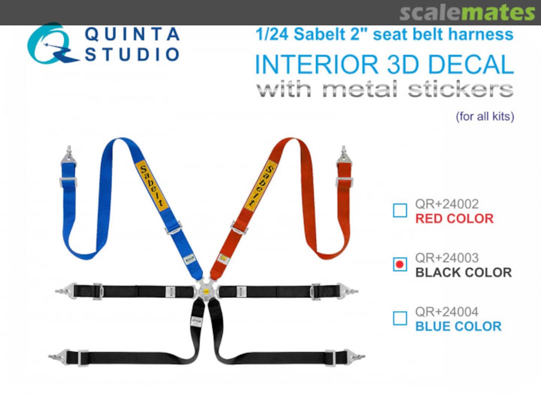 Boxart Sabelt 2" Seat Belt Harness, Black (With metal buckles) QR+24003 Quinta Studio