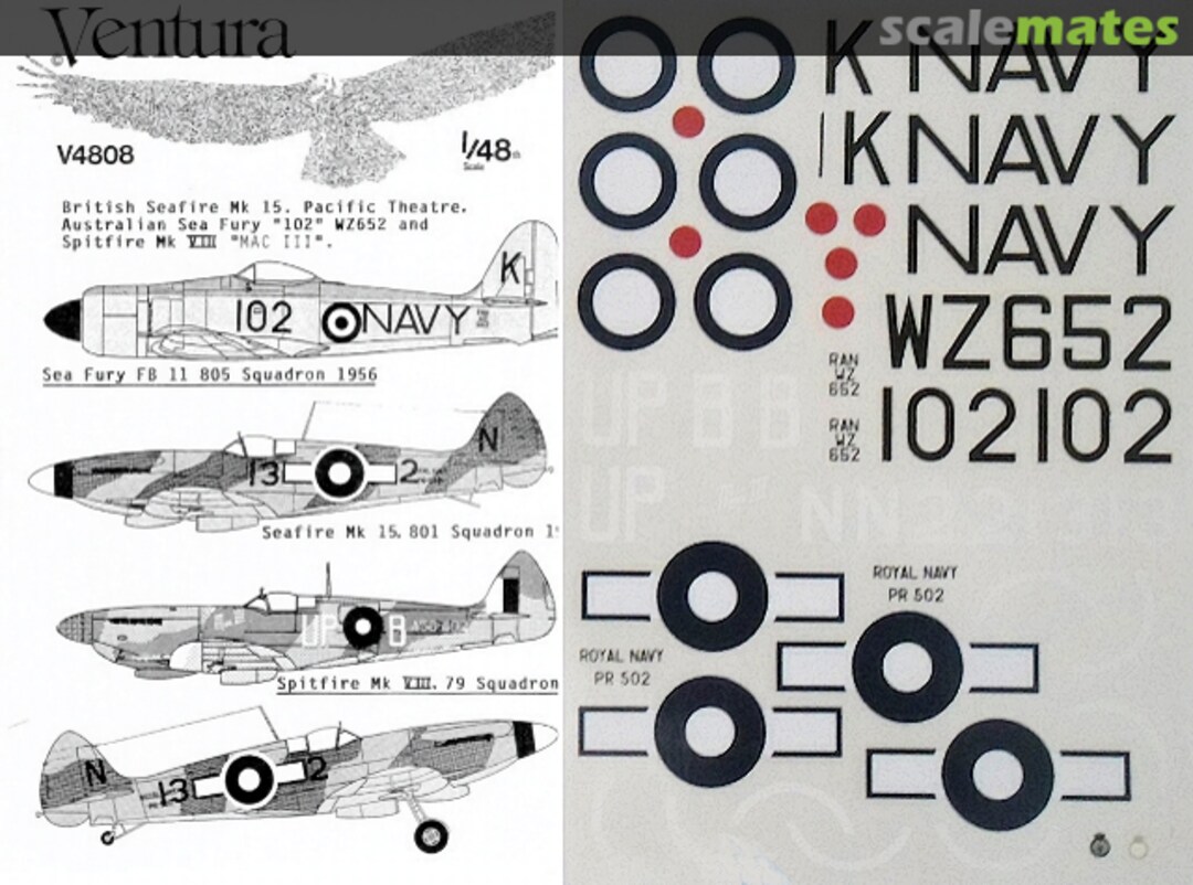 Boxart British Seafire, Australian Sea Fury & Spitfire V4808 Ventura