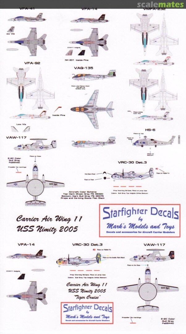 Boxart Carrier Air Wing 11 USS Nimitz CVN-68 2005 700-47 Starfighter Decals