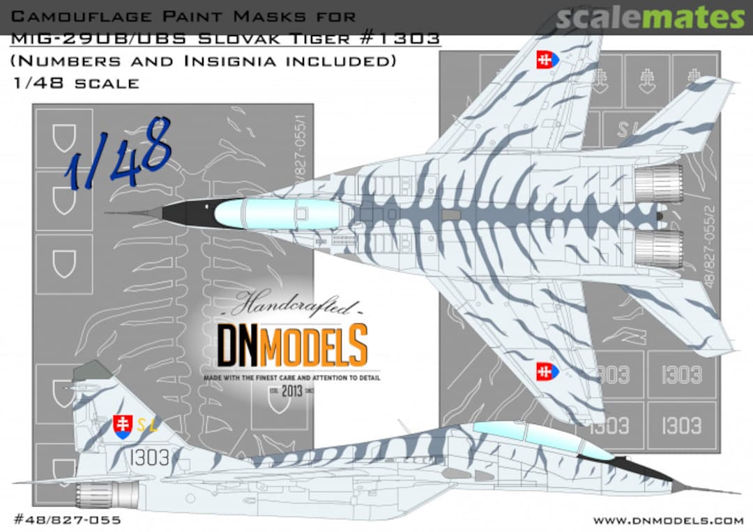 Boxart Slovak Tiger Camo MiG-29UB/UBS Fulcrum-B Paint Mask Set 48/827-055 DN Models