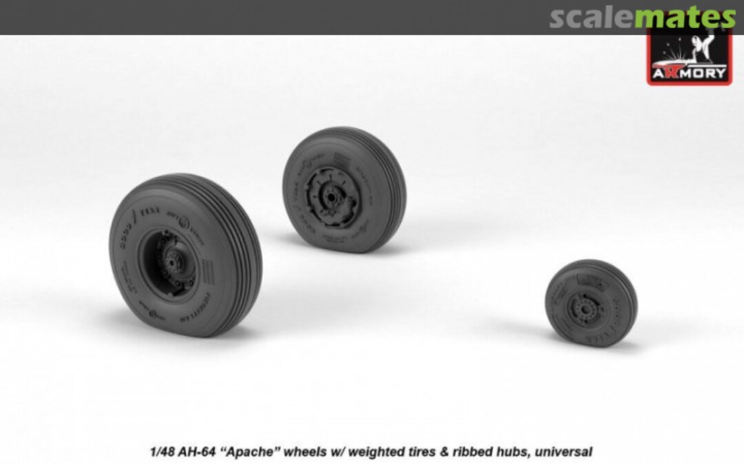 Boxart AH-64 Apache wheels w/ weighted tires, ribbed hubs AW48331 Armory