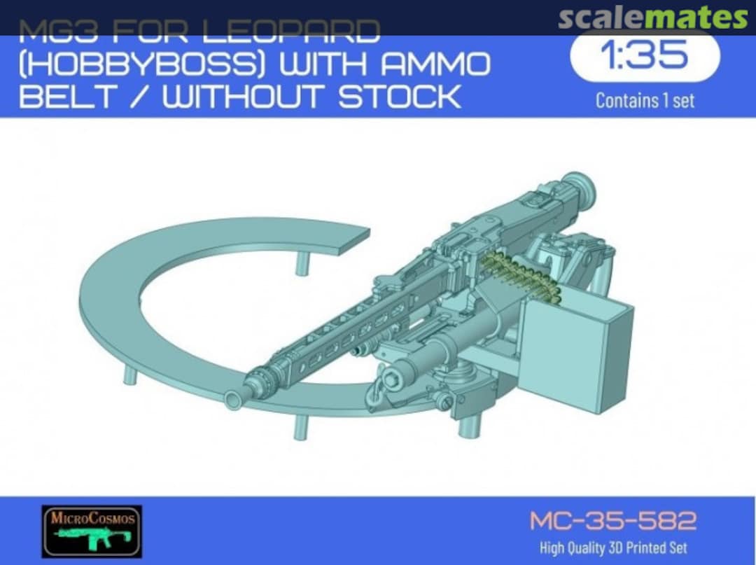 Boxart MG3 for Leopard with ammo belt /without stock, 1/35 MC-35-582 3D MicroCosmos